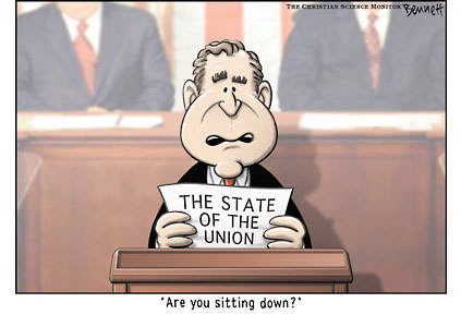 George Bush political cartoon - State of the Union 2007